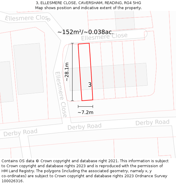 3, ELLESMERE CLOSE, CAVERSHAM, READING, RG4 5HG: Plot and title map