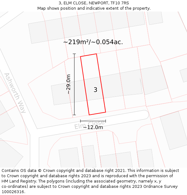 3, ELM CLOSE, NEWPORT, TF10 7RS: Plot and title map