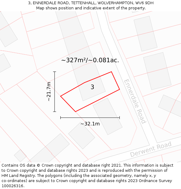 3, ENNERDALE ROAD, TETTENHALL, WOLVERHAMPTON, WV6 9DH: Plot and title map
