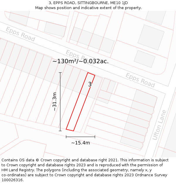 3, EPPS ROAD, SITTINGBOURNE, ME10 1JD: Plot and title map