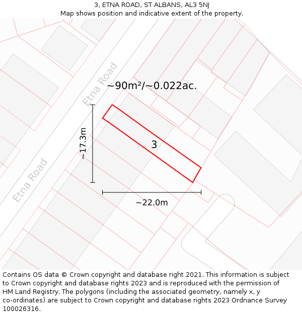 3, ETNA ROAD, ST ALBANS, AL3 5NJ: Plot and title map
