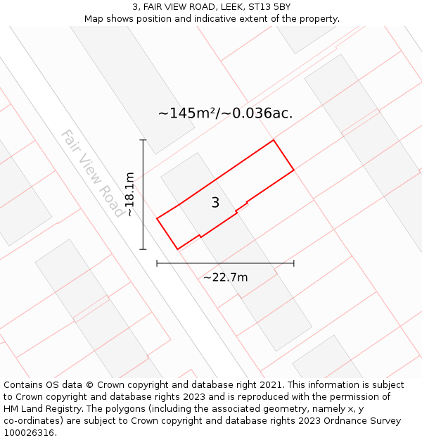 3, FAIR VIEW ROAD, LEEK, ST13 5BY: Plot and title map
