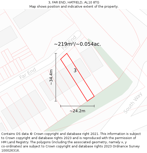 3, FAR END, HATFIELD, AL10 8TG: Plot and title map
