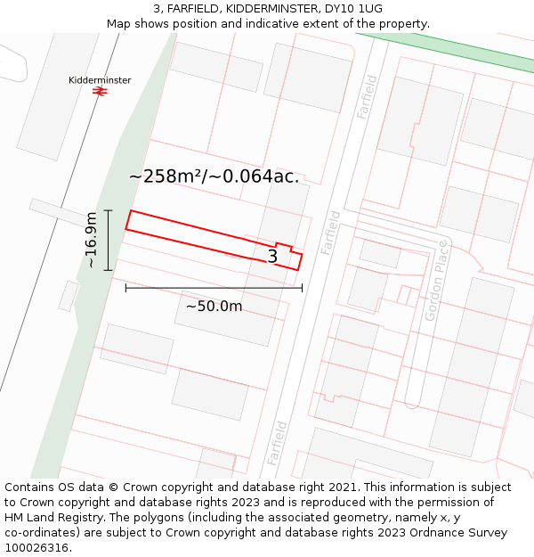 3, FARFIELD, KIDDERMINSTER, DY10 1UG: Plot and title map