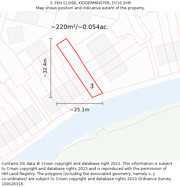 3, FEN CLOSE, KIDDERMINSTER, DY10 2HR: Plot and title map