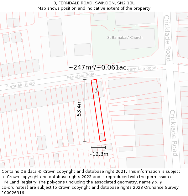 3, FERNDALE ROAD, SWINDON, SN2 1BU: Plot and title map