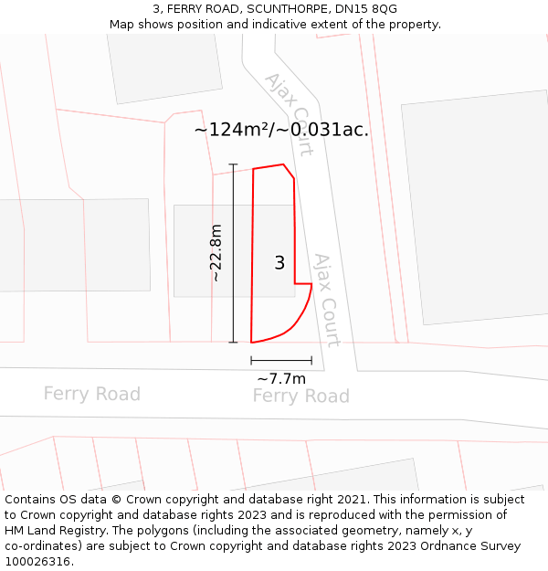3, FERRY ROAD, SCUNTHORPE, DN15 8QG: Plot and title map