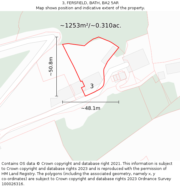 3, FERSFIELD, BATH, BA2 5AR: Plot and title map