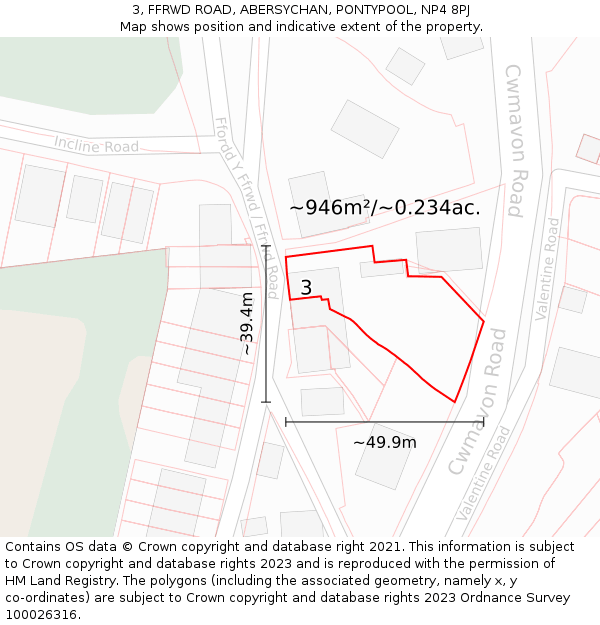 3, FFRWD ROAD, ABERSYCHAN, PONTYPOOL, NP4 8PJ: Plot and title map