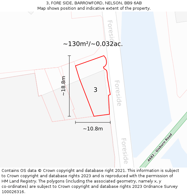 3, FORE SIDE, BARROWFORD, NELSON, BB9 6AB: Plot and title map