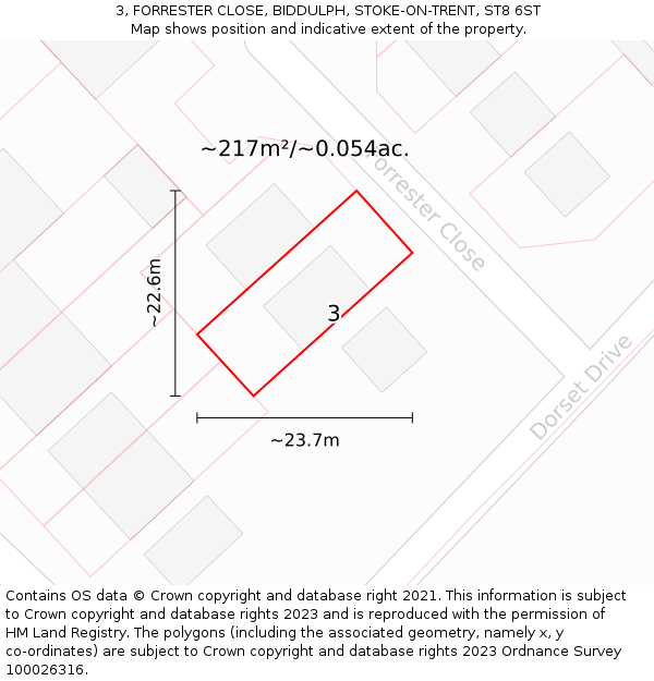 3, FORRESTER CLOSE, BIDDULPH, STOKE-ON-TRENT, ST8 6ST: Plot and title map