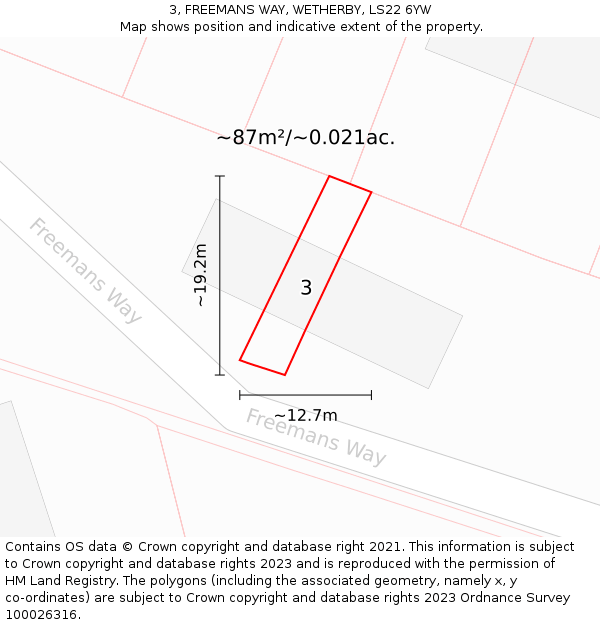 3, FREEMANS WAY, WETHERBY, LS22 6YW: Plot and title map