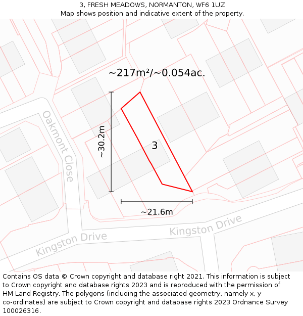 3, FRESH MEADOWS, NORMANTON, WF6 1UZ: Plot and title map
