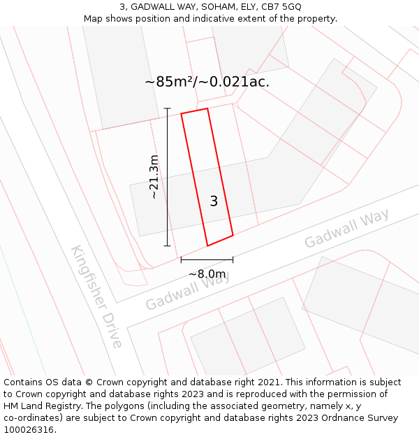 3, GADWALL WAY, SOHAM, ELY, CB7 5GQ: Plot and title map