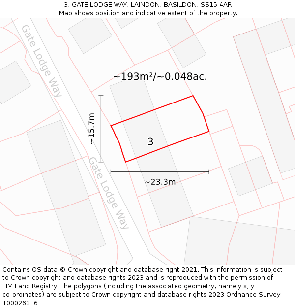 3, GATE LODGE WAY, LAINDON, BASILDON, SS15 4AR: Plot and title map