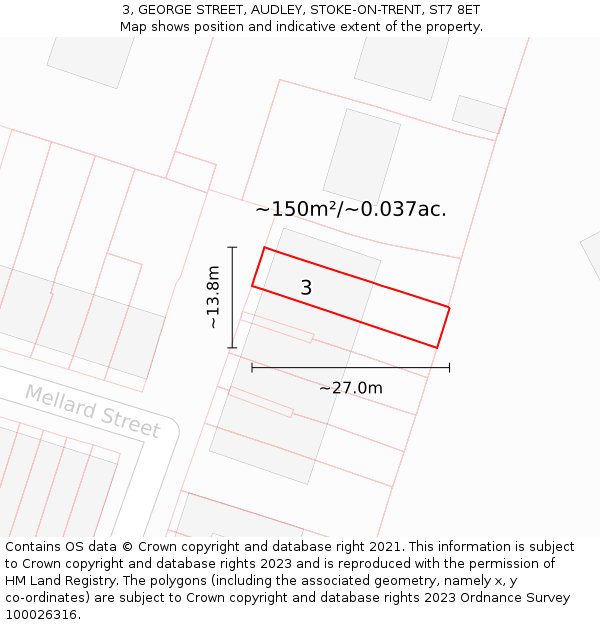3, GEORGE STREET, AUDLEY, STOKE-ON-TRENT, ST7 8ET: Plot and title map