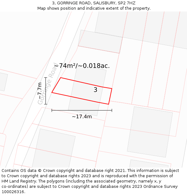 3, GORRINGE ROAD, SALISBURY, SP2 7HZ: Plot and title map
