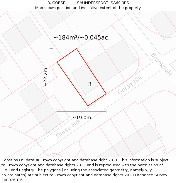 3, GORSE HILL, SAUNDERSFOOT, SA69 9PS: Plot and title map