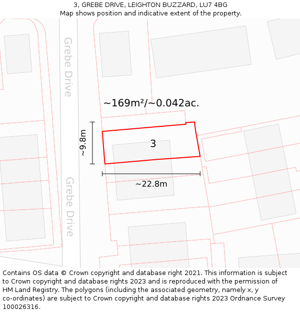 3, GREBE DRIVE, LEIGHTON BUZZARD, LU7 4BG: Plot and title map