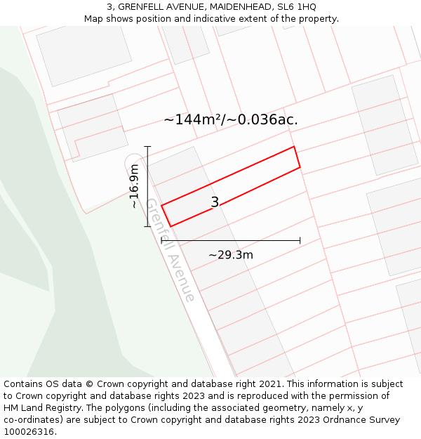 3, GRENFELL AVENUE, MAIDENHEAD, SL6 1HQ: Plot and title map