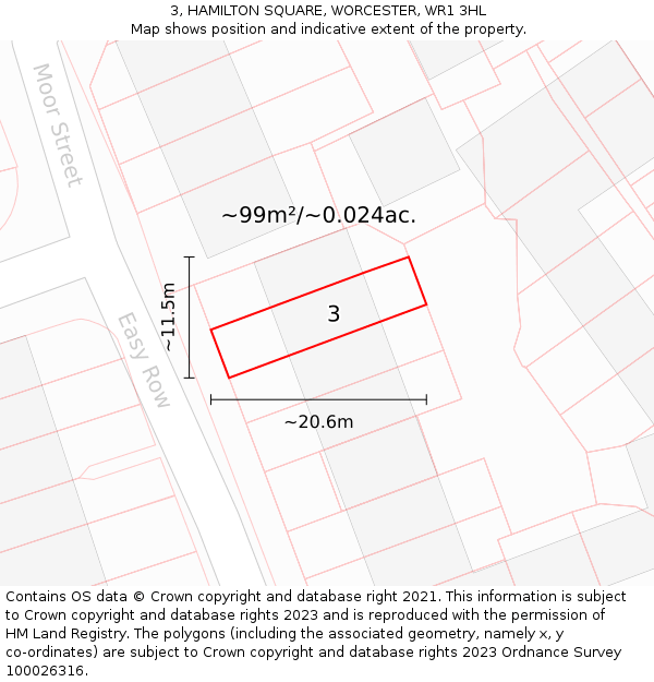 3, HAMILTON SQUARE, WORCESTER, WR1 3HL: Plot and title map