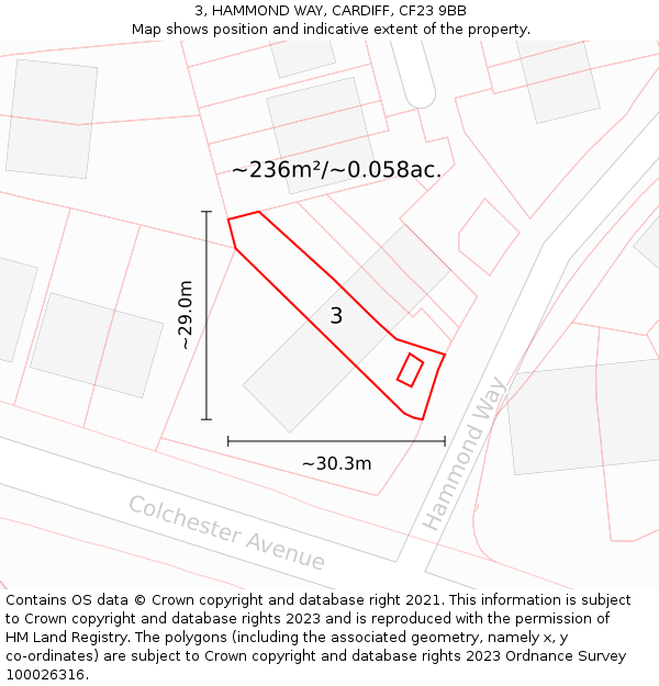 3, HAMMOND WAY, CARDIFF, CF23 9BB: Plot and title map