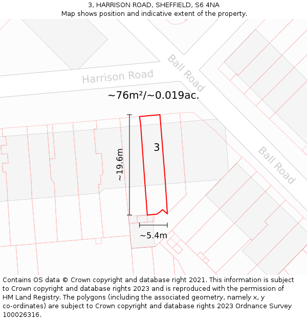 3, HARRISON ROAD, SHEFFIELD, S6 4NA: Plot and title map