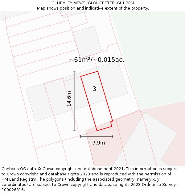 3, HEALEY MEWS, GLOUCESTER, GL1 3PN: Plot and title map