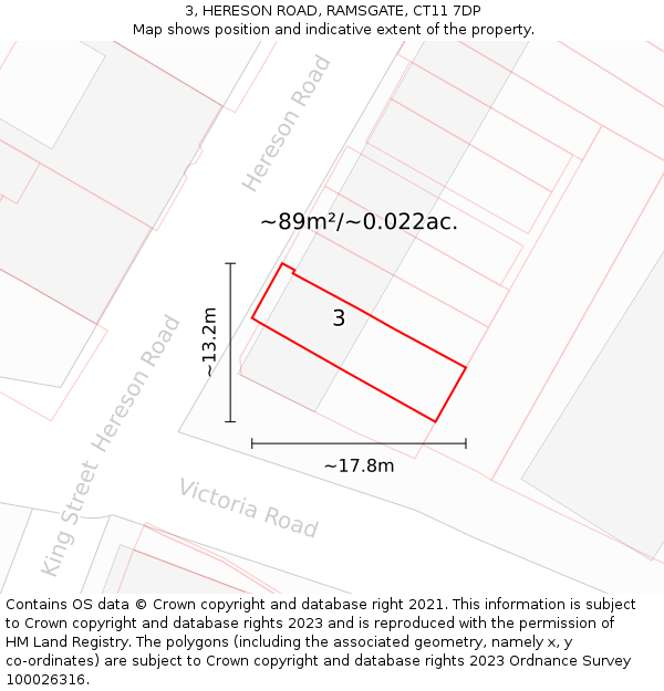 3, HERESON ROAD, RAMSGATE, CT11 7DP: Plot and title map