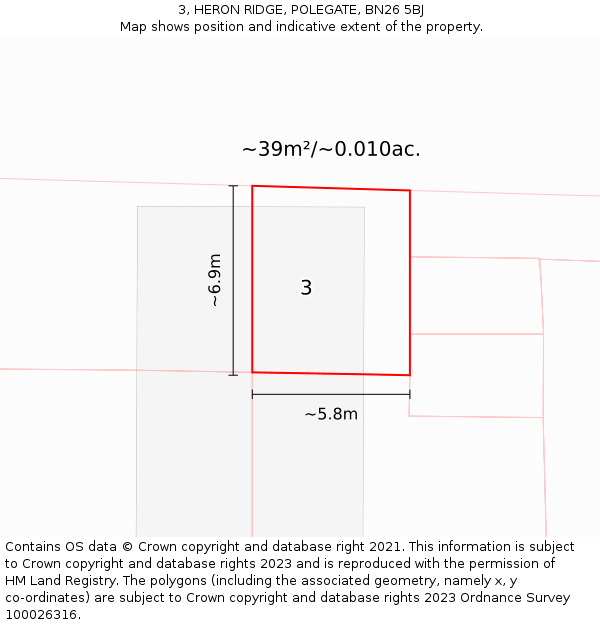 3, HERON RIDGE, POLEGATE, BN26 5BJ: Plot and title map