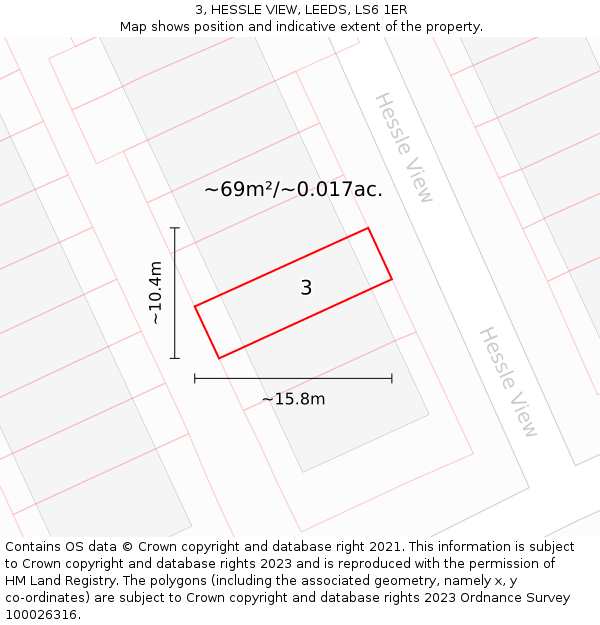 3, HESSLE VIEW, LEEDS, LS6 1ER: Plot and title map