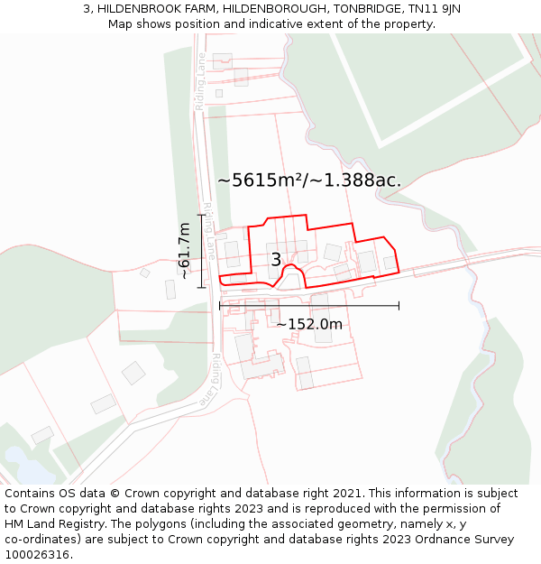3, HILDENBROOK FARM, HILDENBOROUGH, TONBRIDGE, TN11 9JN: Plot and title map