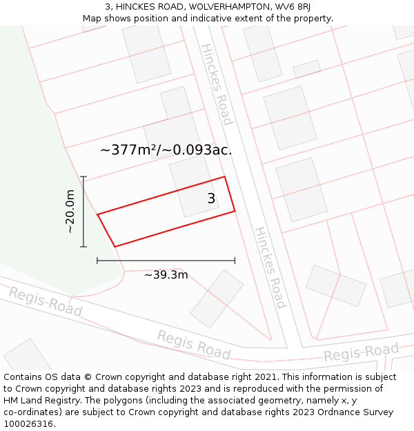 3, HINCKES ROAD, WOLVERHAMPTON, WV6 8RJ: Plot and title map