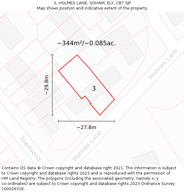 3, HOLMES LANE, SOHAM, ELY, CB7 5JP: Plot and title map