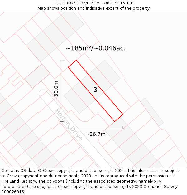 3, HORTON DRIVE, STAFFORD, ST16 1FB: Plot and title map