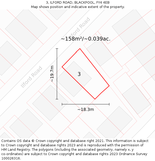 3, ILFORD ROAD, BLACKPOOL, FY4 4EB: Plot and title map