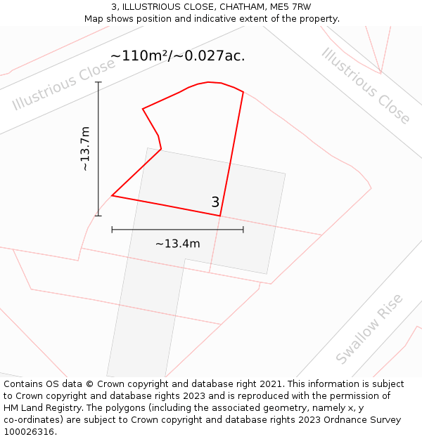 3, ILLUSTRIOUS CLOSE, CHATHAM, ME5 7RW: Plot and title map