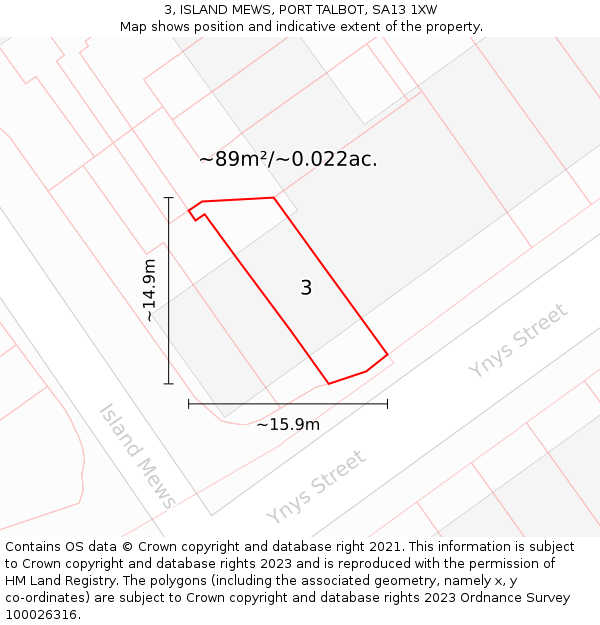 3, ISLAND MEWS, PORT TALBOT, SA13 1XW: Plot and title map
