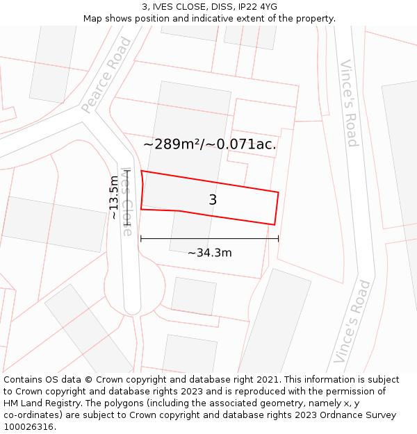 3, IVES CLOSE, DISS, IP22 4YG: Plot and title map