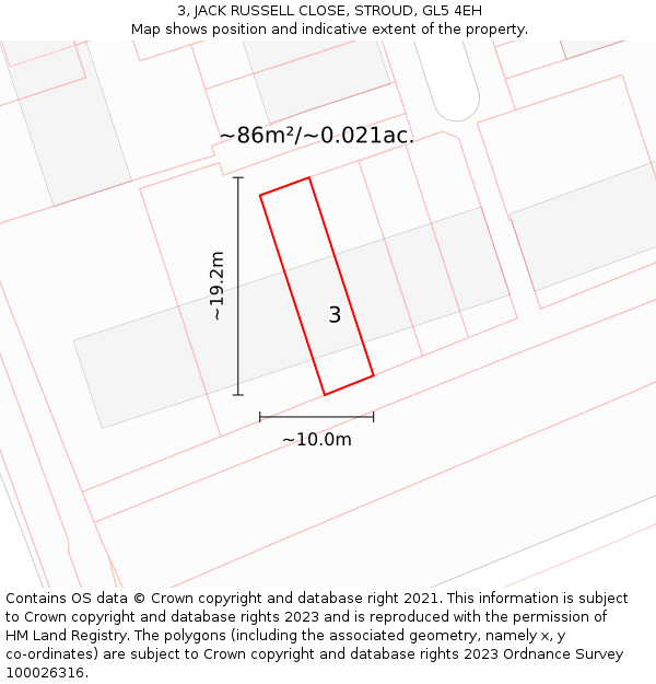 3, JACK RUSSELL CLOSE, STROUD, GL5 4EH: Plot and title map