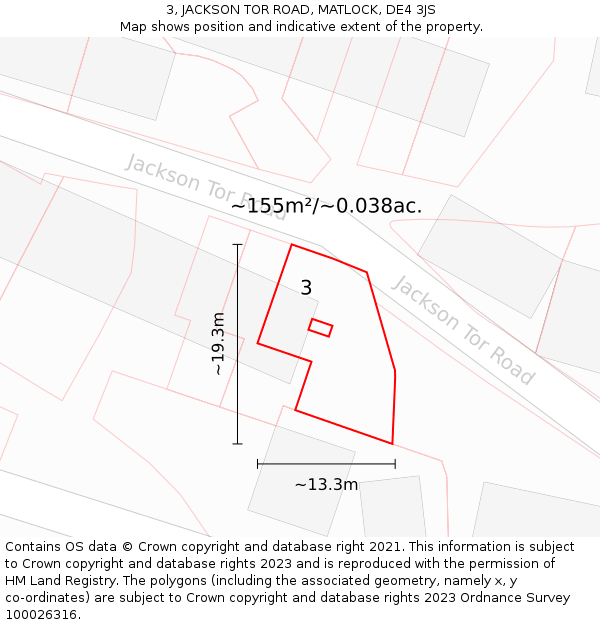 3, JACKSON TOR ROAD, MATLOCK, DE4 3JS: Plot and title map