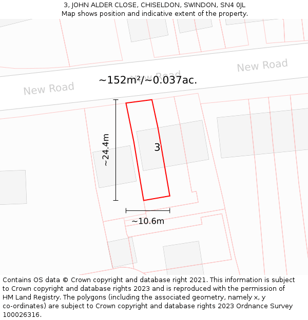 3, JOHN ALDER CLOSE, CHISELDON, SWINDON, SN4 0JL: Plot and title map