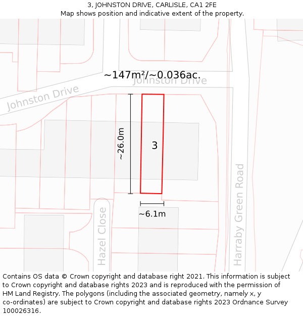 3, JOHNSTON DRIVE, CARLISLE, CA1 2FE: Plot and title map