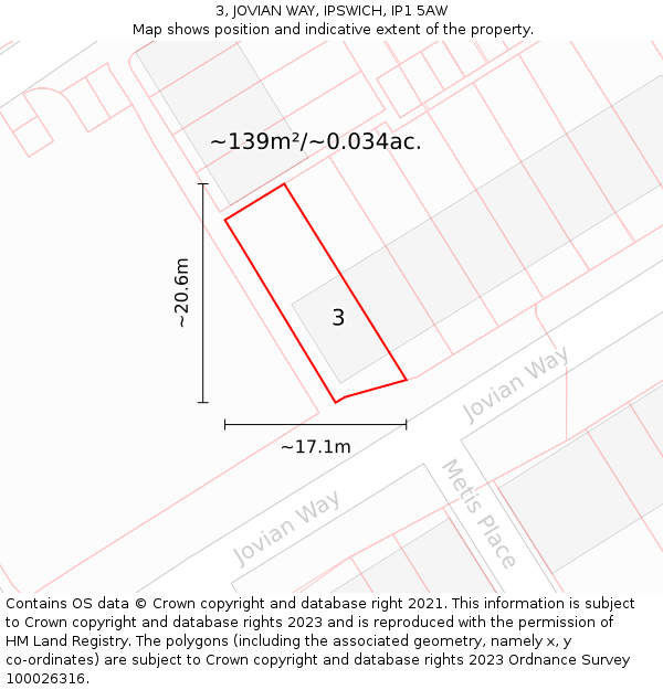3, JOVIAN WAY, IPSWICH, IP1 5AW: Plot and title map