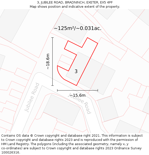 3, JUBILEE ROAD, BRADNINCH, EXETER, EX5 4PF: Plot and title map
