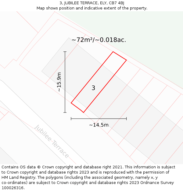 3, JUBILEE TERRACE, ELY, CB7 4BJ: Plot and title map