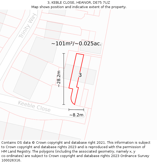 3, KEBLE CLOSE, HEANOR, DE75 7UZ: Plot and title map