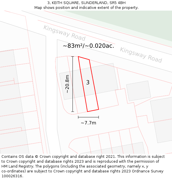 3, KEITH SQUARE, SUNDERLAND, SR5 4BH: Plot and title map