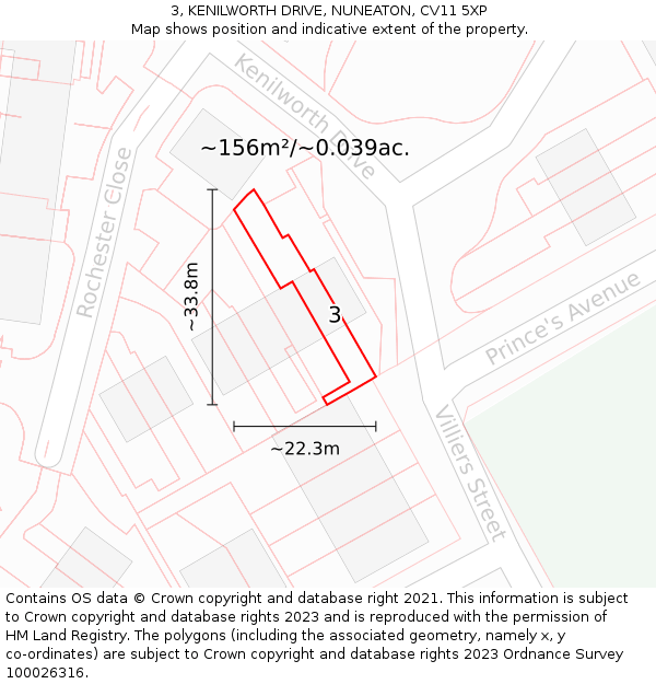 3, KENILWORTH DRIVE, NUNEATON, CV11 5XP: Plot and title map