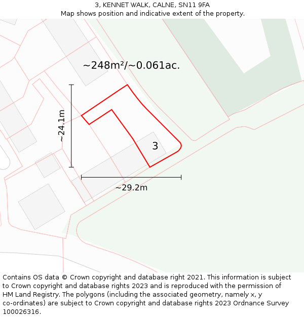 3, KENNET WALK, CALNE, SN11 9FA: Plot and title map